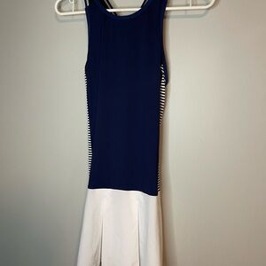 Women’s Lolë size small tennis dress tank top blue white striped pickleball